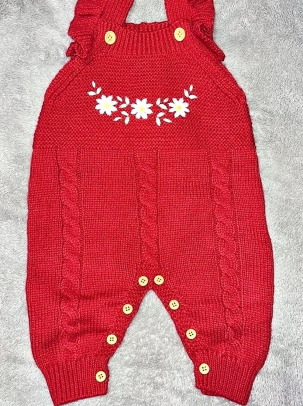 Red Knit Baby Footie